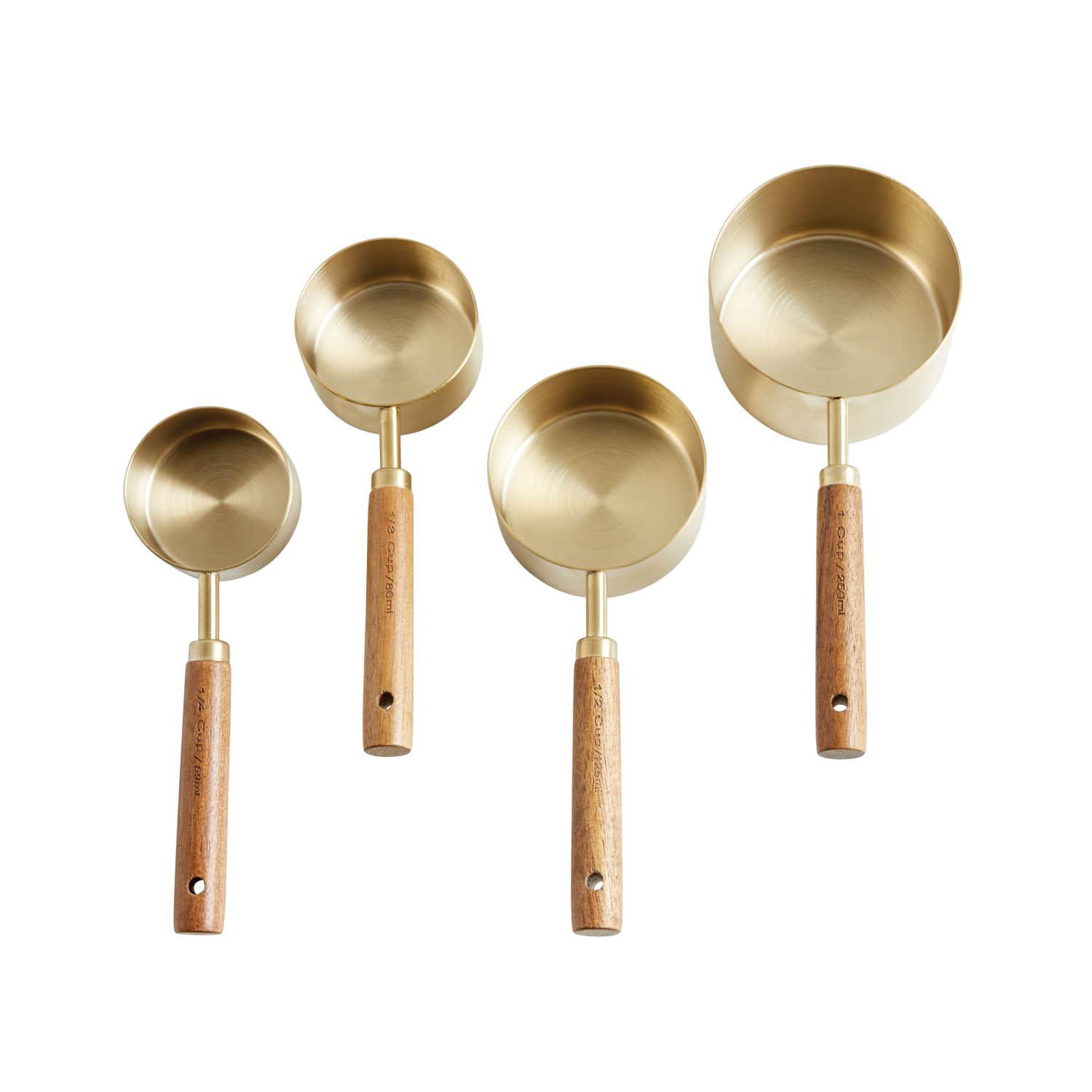 Crate and Barrel acacia wood and gold measuring spoons from zola wedding registry ideas