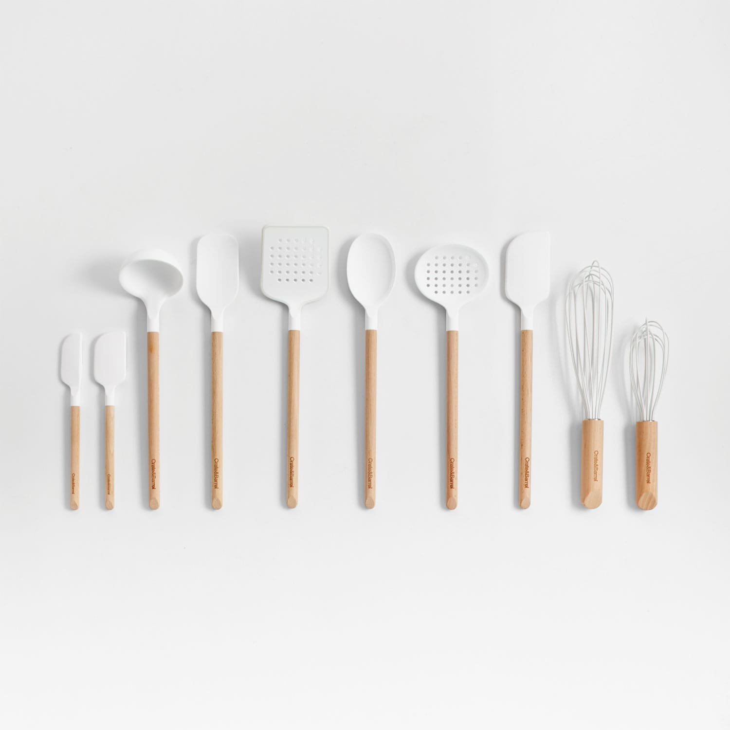 Wood-and-white silicone utensils set from crate and barrelf\ wedding registry ideas