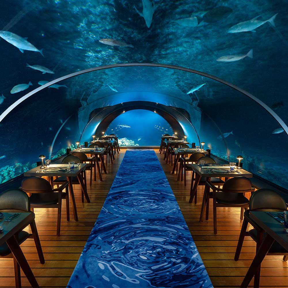 unique wedding registry ideas travel experiences Dinner at 5.8 Undersea Restaurant in the Maldives Zola